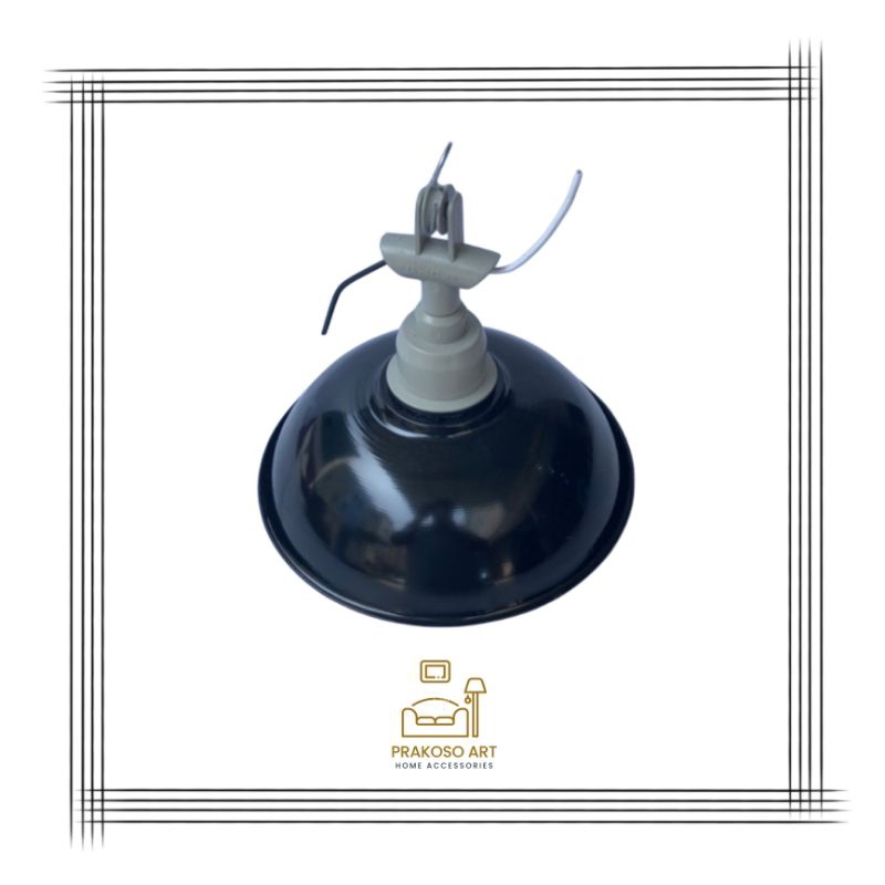 Kap Lampu Jalan WD Hitam Mini Set Gantung E27/Fitting PVC