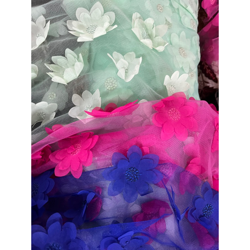 Tille Bunga 3D / tulle bunga timbul premium tille kebaya brokat 3D high quality