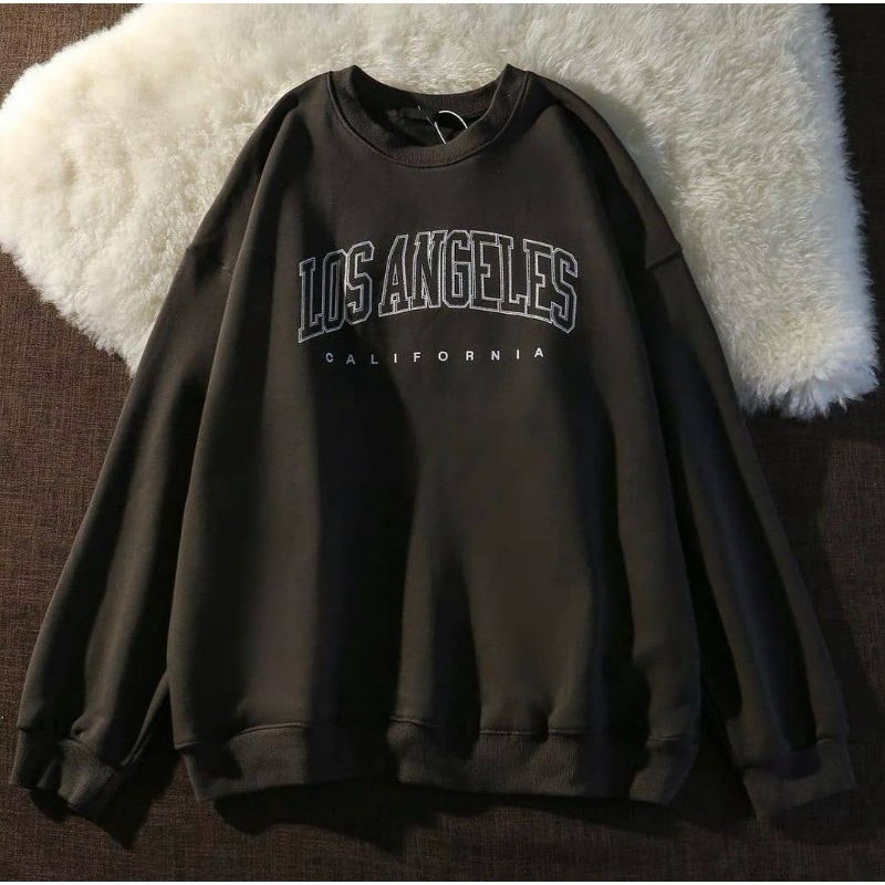 LOS ANGELES SWEATER OVERSIZE WANITA PRIA BAHAN FLECEE TEBAL