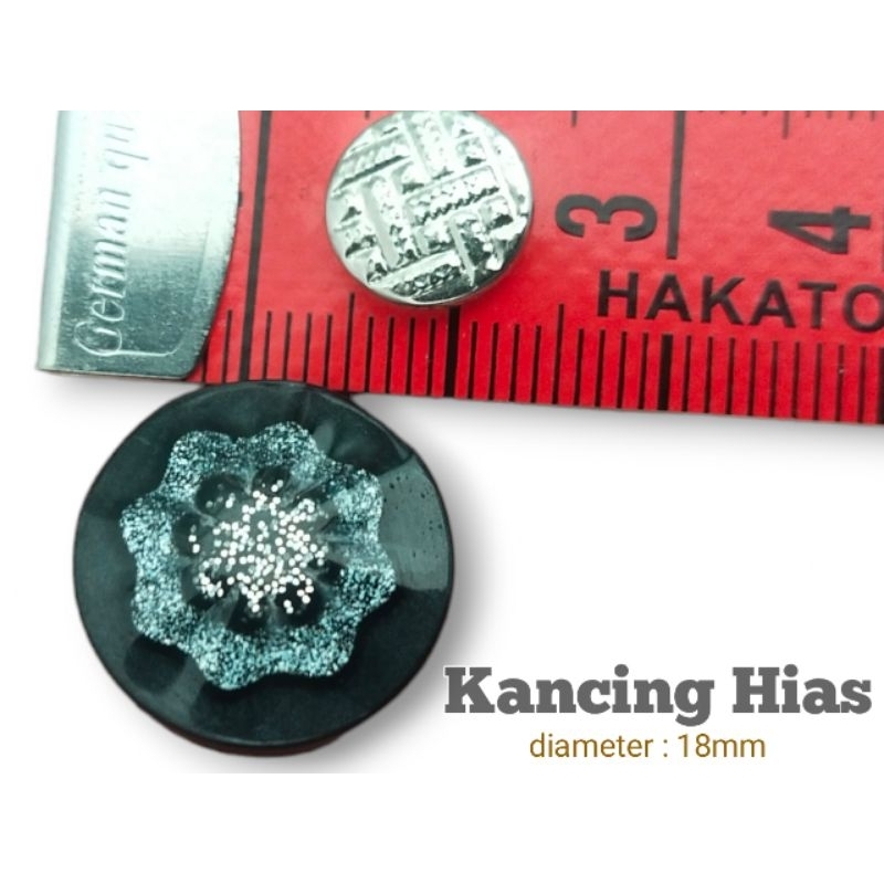 Kancing Hias Hitam 18mm
