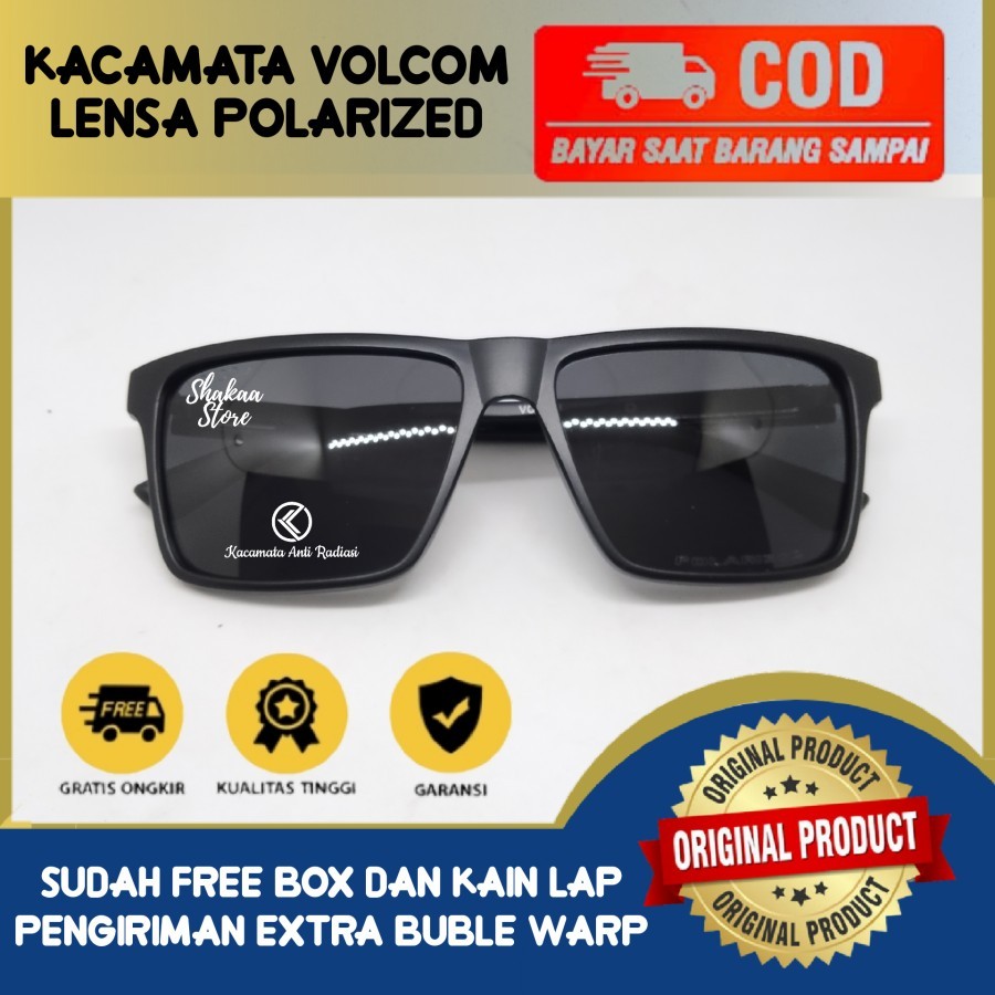Kacamata Hitam Polarized Pria Original Frame Kotak Ringan Fashionable  - Hitam, Biru Polarized