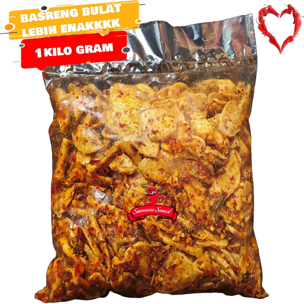 

basreng bulat pedas daun jeruk rasa lebih kriukk isi 1 KG