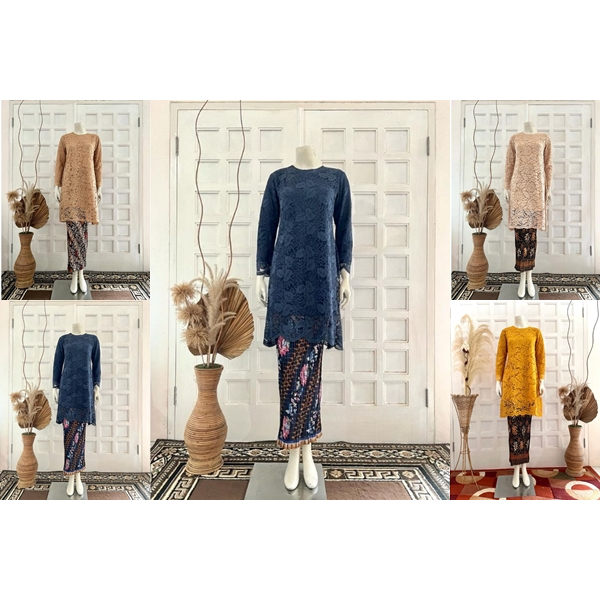 PROMO ATASAN KEBAYA BROKAT JUMBO WARNA HITAM /KEBAYA KONDANGAN MODERN /KEBAYA TUNIK WARNA NAVY