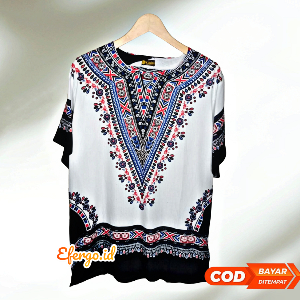 Baju etnik uje putih V /baju uje dashiki / baju barong bali Efergo / uje dashiki