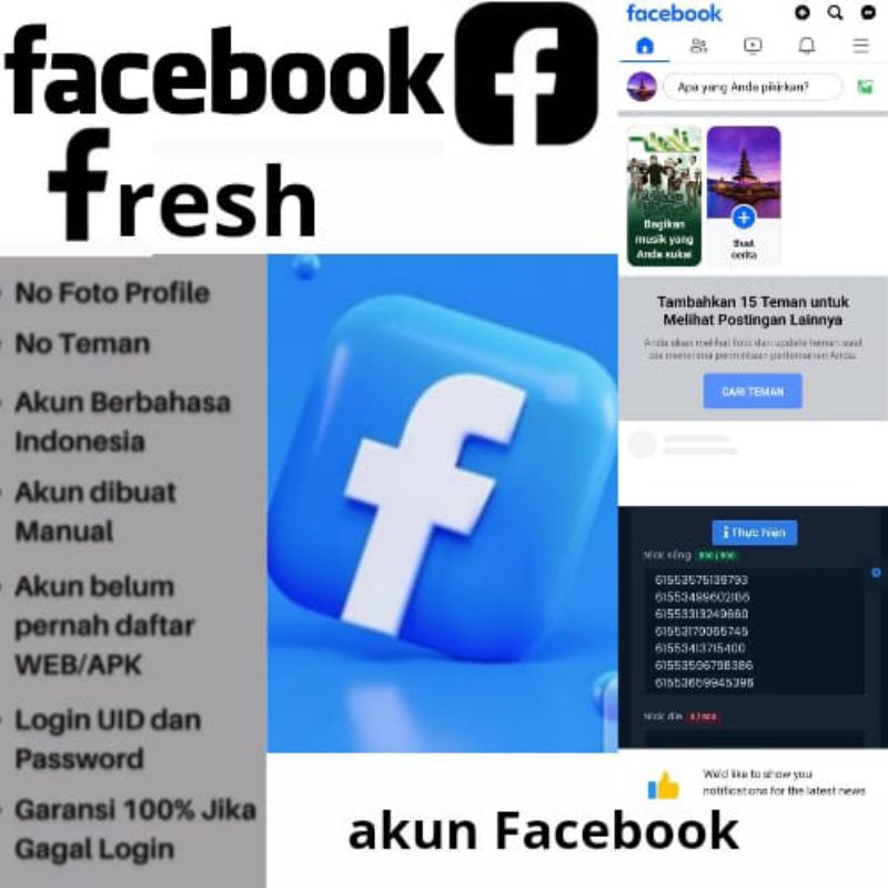 Jual akun facebook fress berprofile dan bekasan| akun fb terbaik & termurah