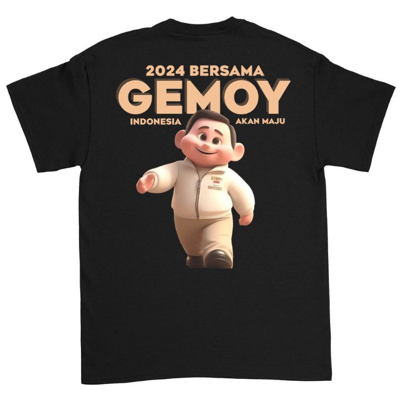 KAOS PRABOWO KARTUN GEMOY | T-SHIRT BAJU GAMBAR PRABOWO | KAOS PILPRES 2024