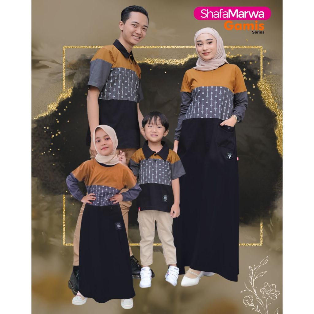 Kaos Keluarga shafamarwa Couple Sarimbit Family Gamis Series - SM 101 Hitam