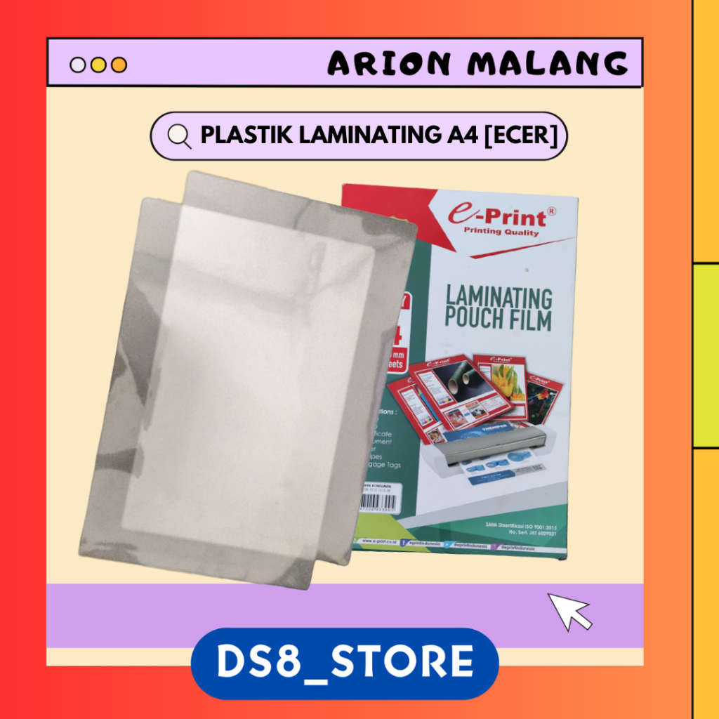 

PLASTIK LAMINATING A4 [ECER ISI 5 PCS] E-PRINT