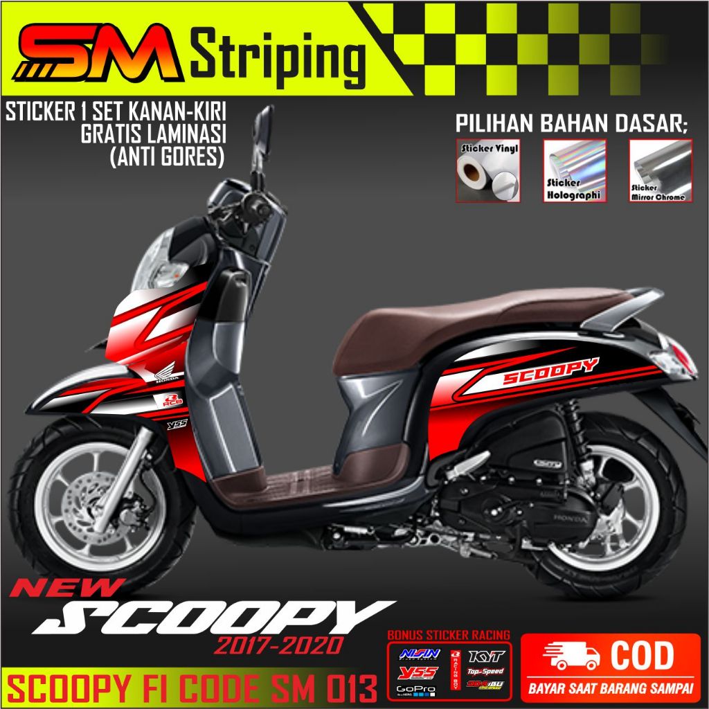 STIKER STRIPING LIS BODY SCOOPY STAYLISH 2017 2020 LIS LES MOTOR SCOOPY STAYLISH SM 013