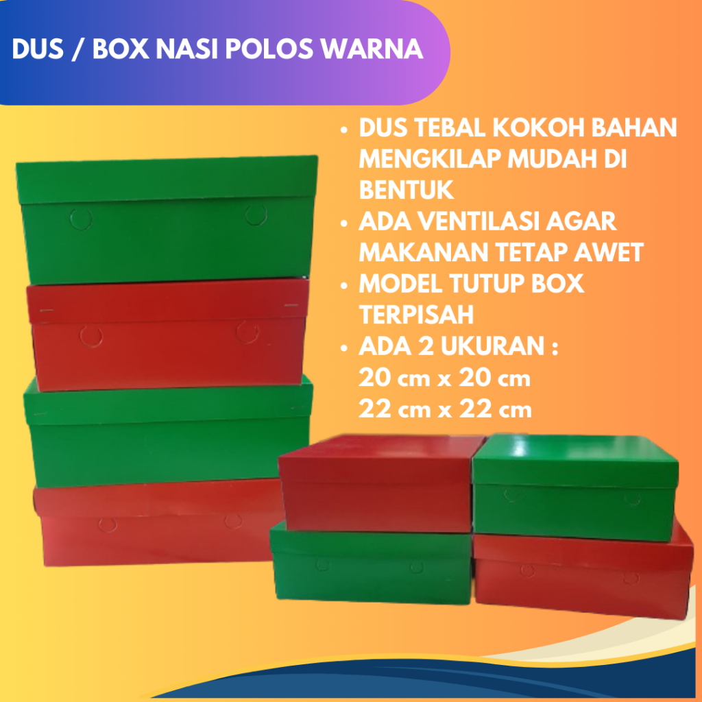 DUS NASI WARNA TANPA MOTIF|KOTAK / BOX NASI POLOS
