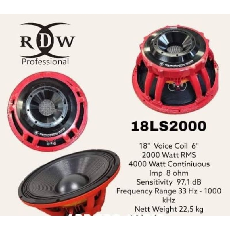 SPEAKER KOMPONEN RDW 18LS2000 18 INCH 18 LS2000