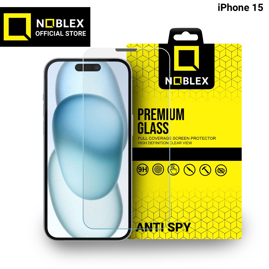 Noblex AntiGores Premium Dust Proof Tempered Glass Pelindung Layar Handphone Anti Pecah Untuk iPhone 15 Full Screen Cover