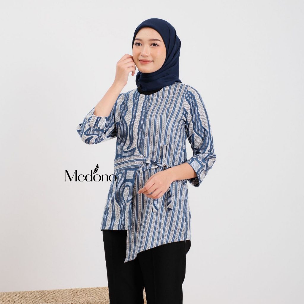 Baju Batik Wanita Batik Kerja Kantor Wanita  Keris Biru
