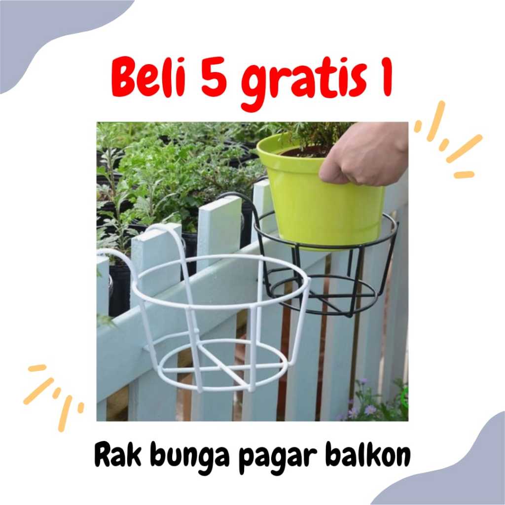 Rak pot bunga Besi Gantung Pot Gantung Balkon Standing Pot Besi Pot Pagar Rak Bunga Balkon Pot Dindi