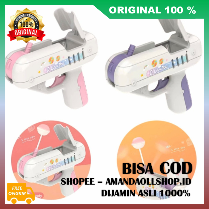 Lolipop Candy Gun Mainan Anak Tembakan Pistol Permen Lolipop 100% ASLI