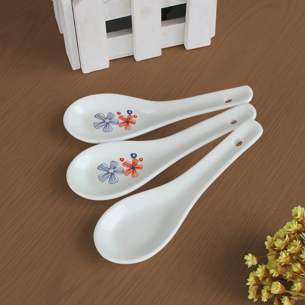 Ideame Sendok Keramik Sup Jepang/Sendok Keramik Bebek Multifungsi / Sendok Peralatan Makan / Sendok 