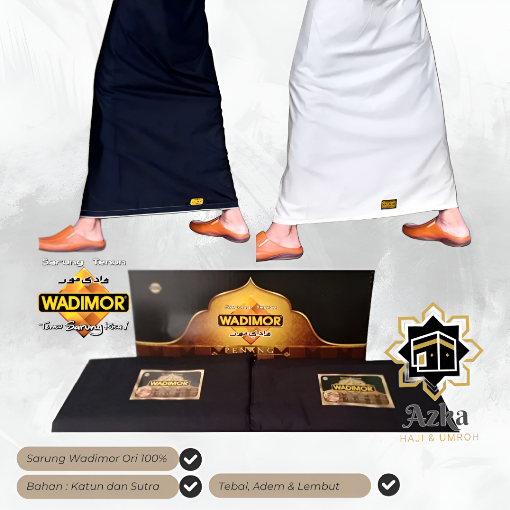 SARUNG WADIMOR POLOS / SARUNG WADIMOR HITAM POLOS DAN PUTIH POLOS / SARUNG DEWASA