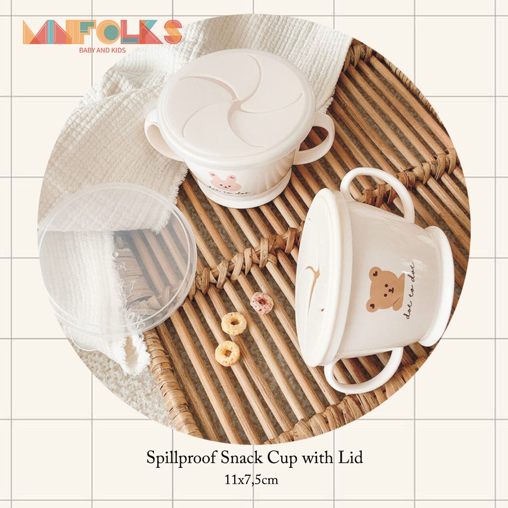 Minifolks KI101 - Spillproof Snack Cup with Lid / Premium Non Spill Snack Cup / Baby Snack Container