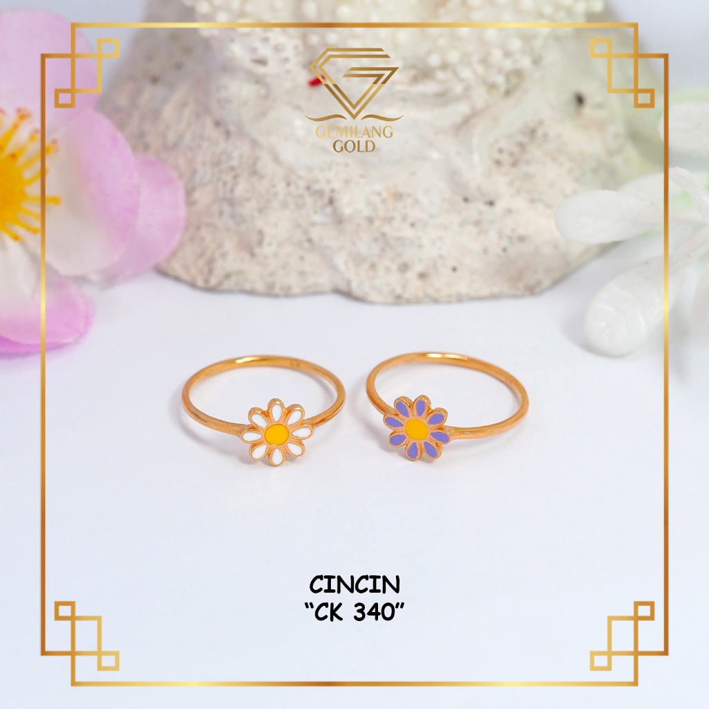 Cincin Emas Model Bunga Daisy Kadar 6k & 8k - Toko Emas Gemilang Gold ID - CK 340