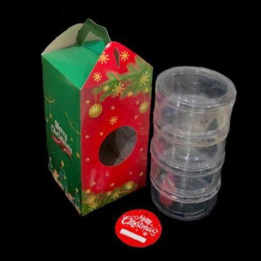 

10 pcs dus jinjing hadiah hempers edisi merry christmas box packaging toples kue kering ukuran 500 gram