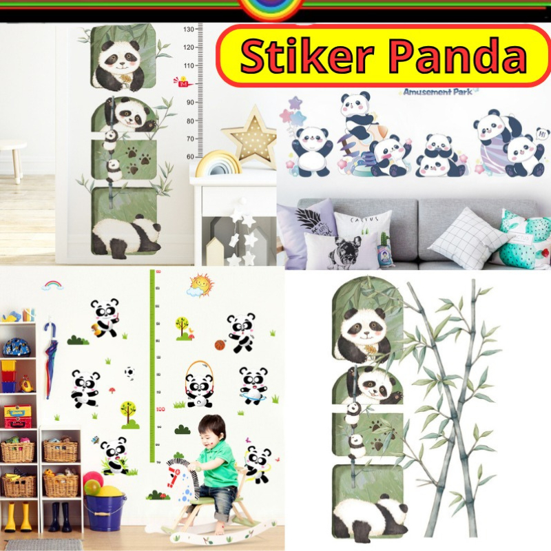 WALLSTICKER WALL STICKER STIKER DINDING MOTIF GAMBAR PANDA LUCU DEKORASI HIASAN DEKOR WALLPAPER PAPE