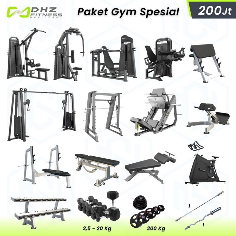 paket alat fitness comersial dhz buat tempat gym