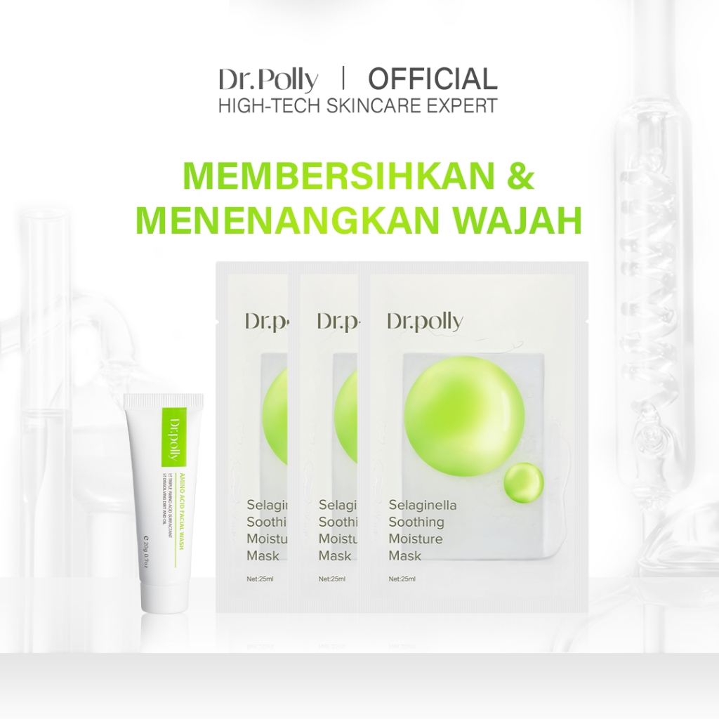 [ FREE GIFT ] Dr.Polly Amino Acid Facial Wash 20g + Selaginella Soothing Moisture Mask 25ml*3