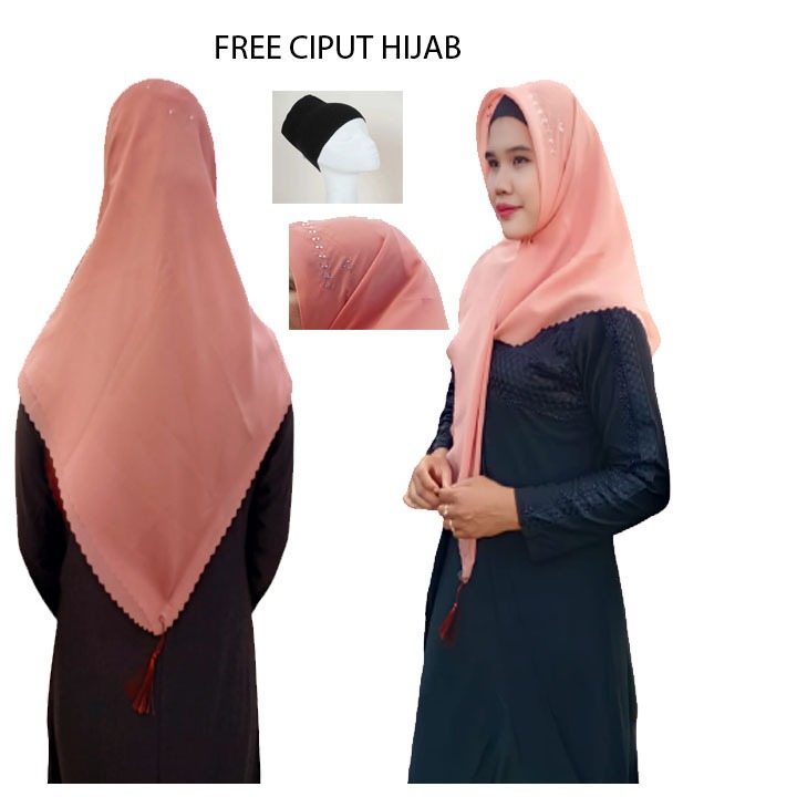 hijab segiempat paris peyet bando tabur