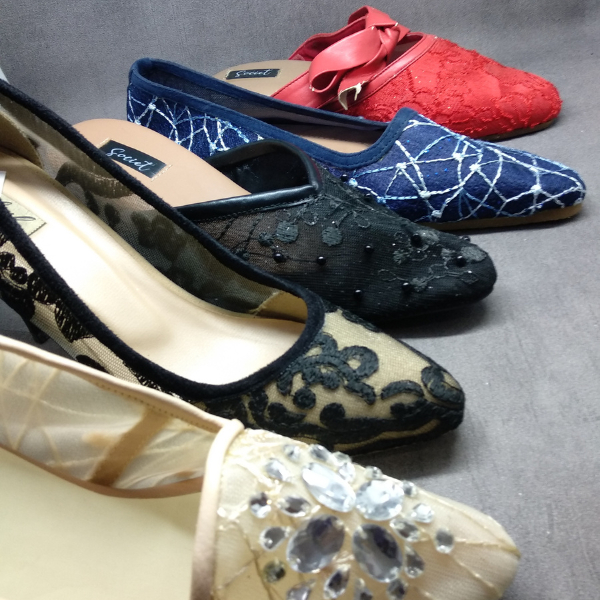 CUCI GUDANG PROMO SALE Sepatu Pesta Hak Brukat Wanita Perempuan Wedges Heels Slipper Slip-On Flatsho