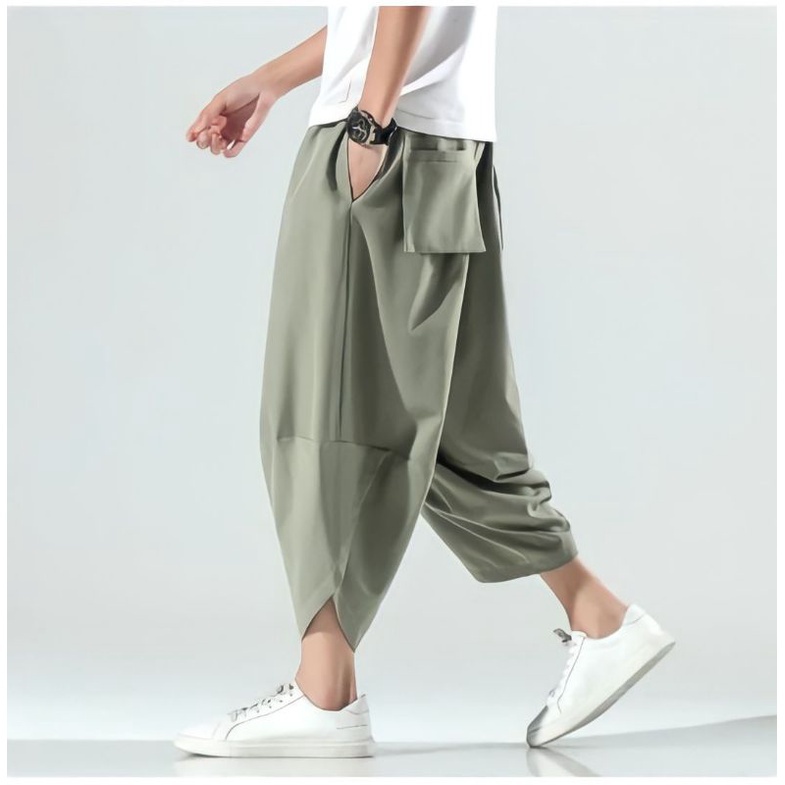 Celana Korea Harem Motif Etnik Korean Style Bahan Katun Loose Pants Model Jogger Etnik Pria Wanita