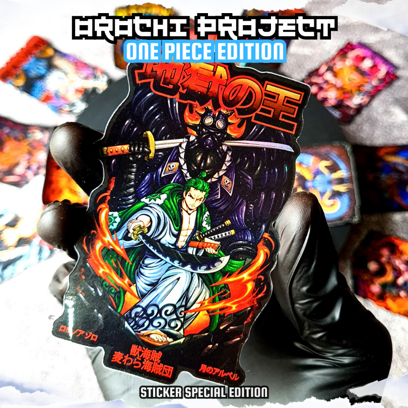 

Sticker Stiker Anime Roronoa Zoro King Alber One Piece Hologram Glossy Anti Air HP Laptop Tumbler Motor Helm