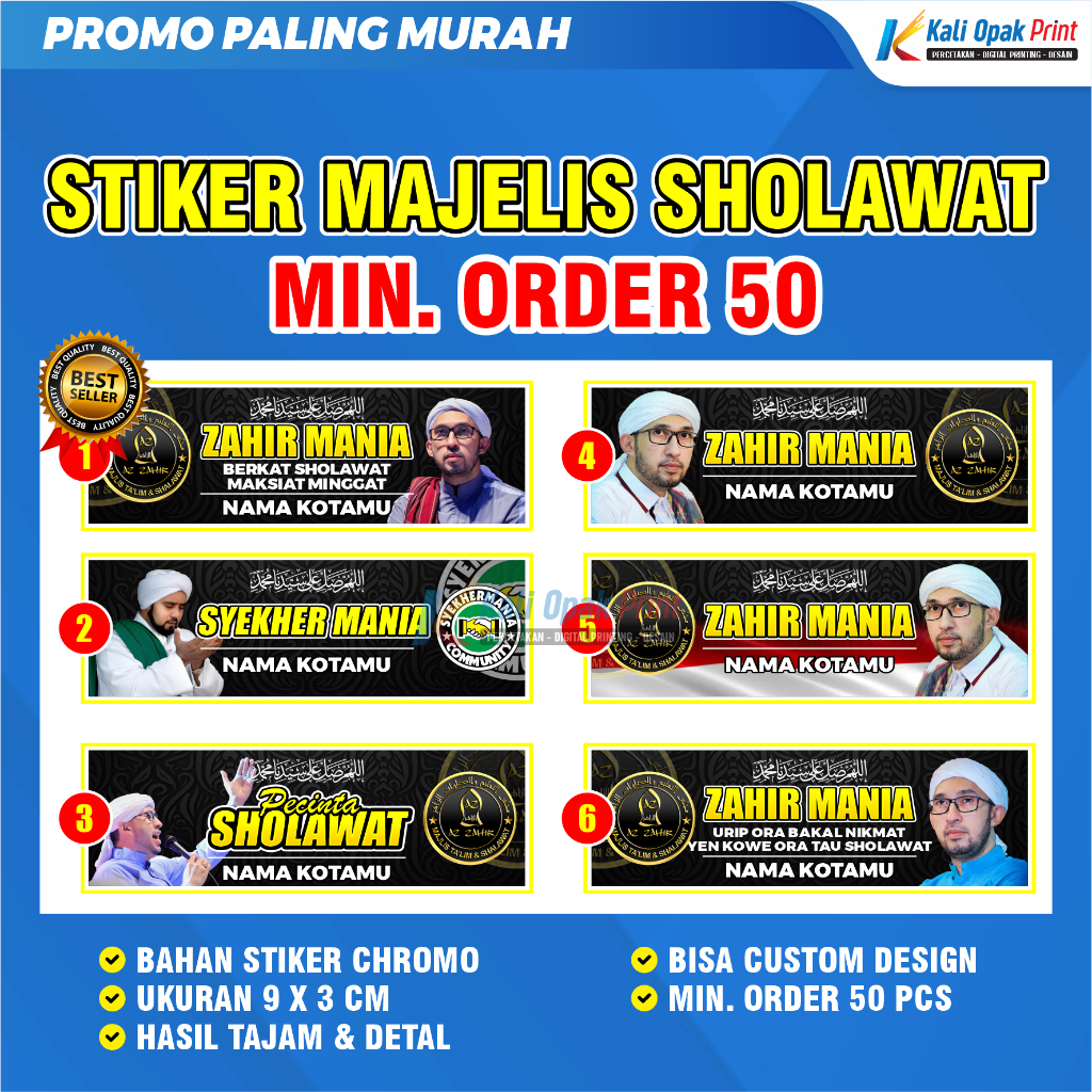 

STIKER AZ ZAHIR MIN. ORDER 50PCS | ZAHIR MANIA | MAJELIS SHOLAWAT | HABIB BIDIN