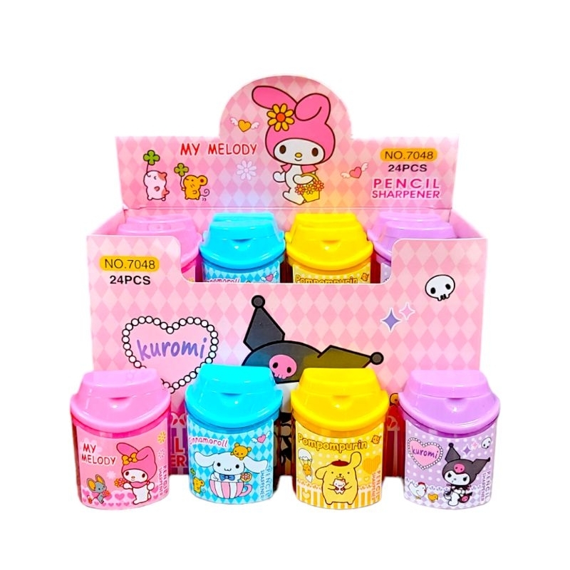 

Rautan serutan Pensil 2 lubang Sanrio Kuromi my melody cinnamorol model tempat sampah