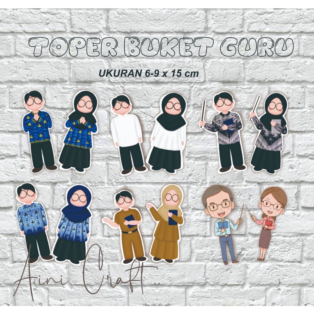 TOPPER BUKET GURU/ Gambar Guru untuk hadiah hari guru/ buket hari guru
