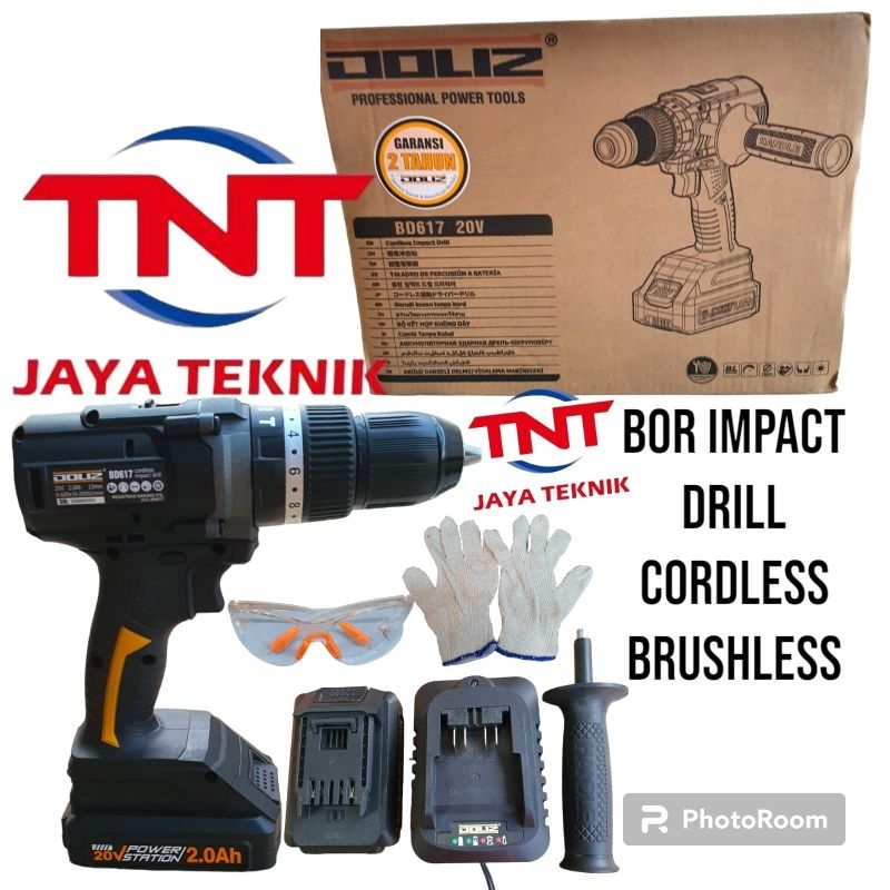 MESIN BOR BETON CORDLESS BRUSHLESS DOLIZ BD 617 / BOR BATERAI DOLIZ BD617 / IMPACT DRILL CORDLESS DO