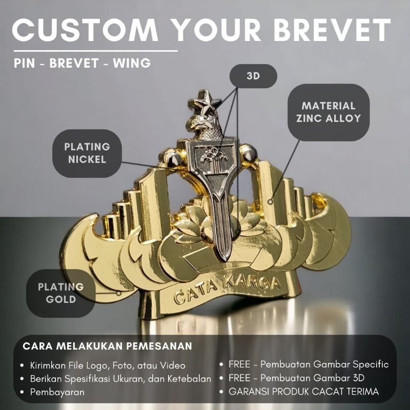 Custom Brevet Produksi / Produksi Brevet Alloy / Produksi Brevet Aloy / Kostum Pin / Kostum Brevet /