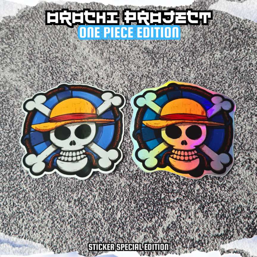 

Sticker Stiker Anime Logo Mugiwara Jolly Roger Versi 2 One Piece Hologram Glossy Anti Air HP Laptop Tumbler Motor Helm