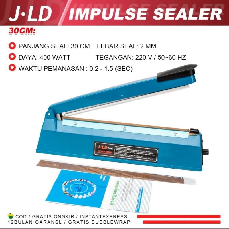 JLD Impulse Sealer Alat Press Perekat Plastik 20 CM / 30 CM Sealler plastik Mesin Pres Plastik Alat 