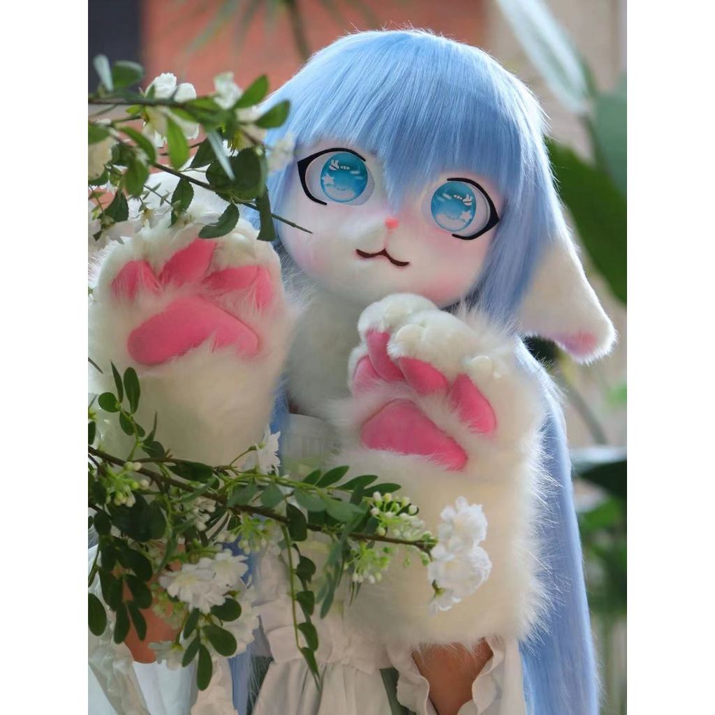 Fursuit Long-hair Animal Head Beast Costume Single-head Kig Full Face Mask Fursuit Furry Head Custom