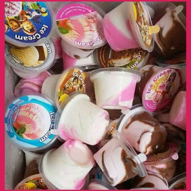 

Paket bubuk es krim super murah cup plastik bening