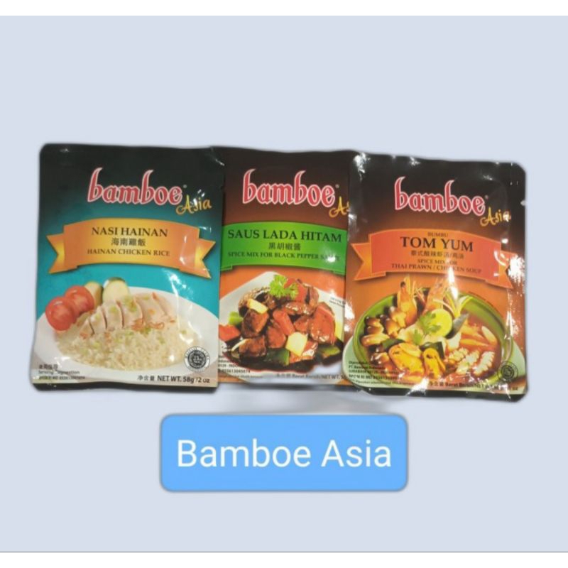 

Bamboe Asia Bumbu Instant Nasi Hainan / Tom Yum / Saus Lada Hitam