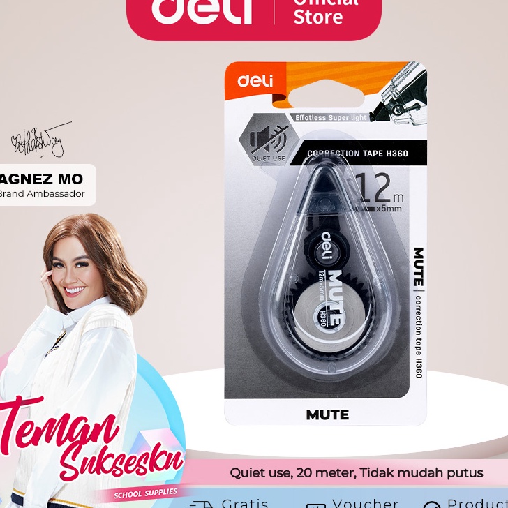 

←➲❊✩ Deli Correction Tape / Pita Koreksi 12 Meter Tidak Mudah Putus EH360