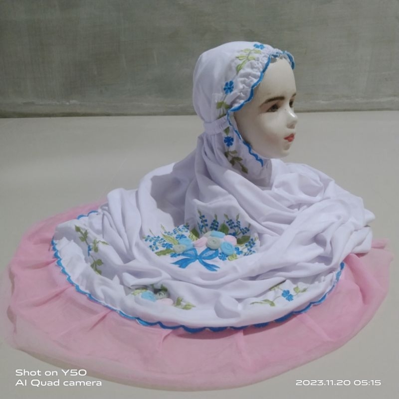 mukena anak terusan bordir &renda tile