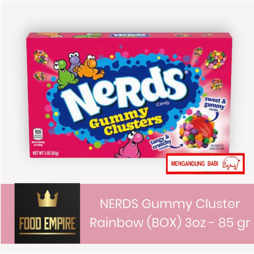 

( BOX ) NERDS Gummy Clusters Rainbow 3 oz | Chewy Candy 85 gram | NON-HALAL