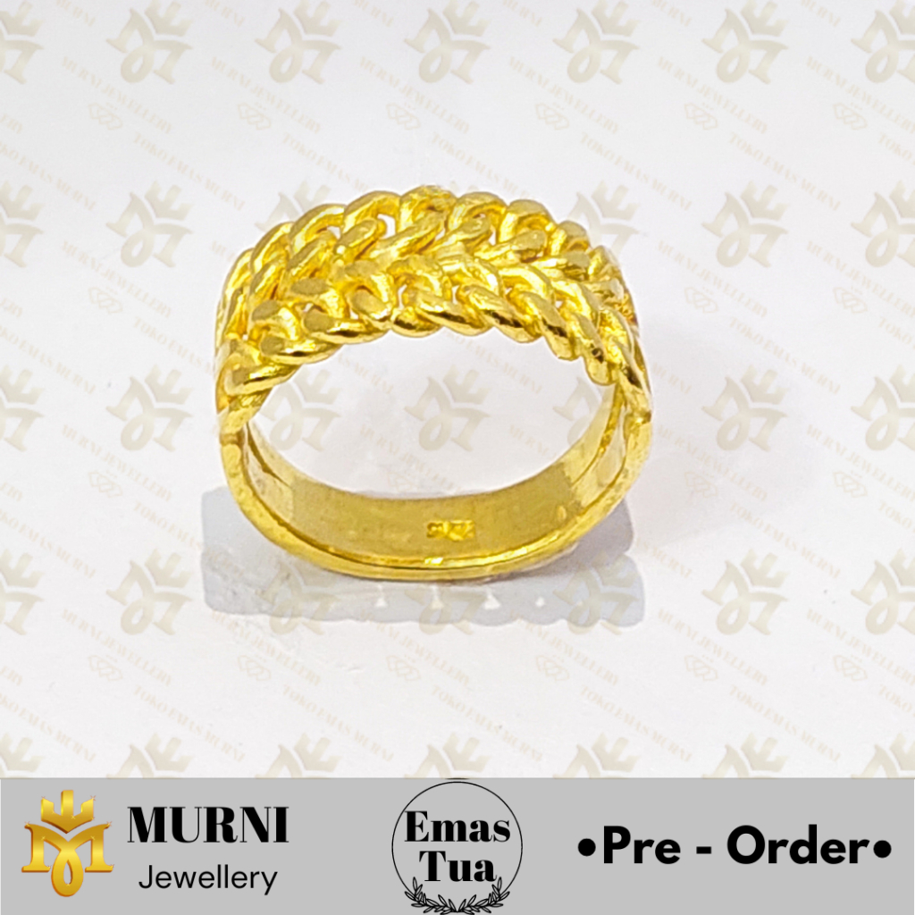 Cincin Emas Tua Asli Model Plat Jalan Satu - Toko Emas Murni