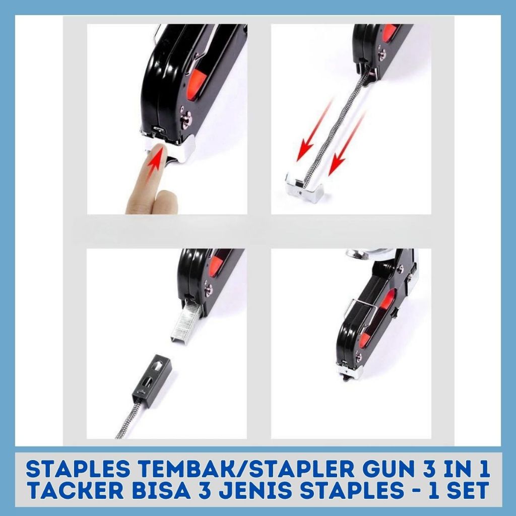 

Staples tembak/Stapler gun 3 in 1 tacker Bisa 3 Jenis Staples - 1 set