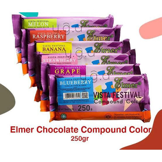 

Elmer Chocolate Compound Colour 250gr / Coklat Blok Warna 250gr