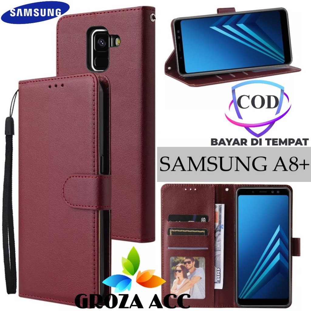 Flip Case SAMSUNG A8 PLUS Case Wallet Kulit Casing Dompet Case Wallet Leather Flip Case SAMSUNG A8 P