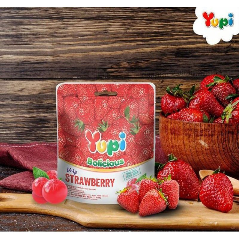 

Yupi Bolicious Strawberry 40gr - Permen Yupi Bolicious Strawberry