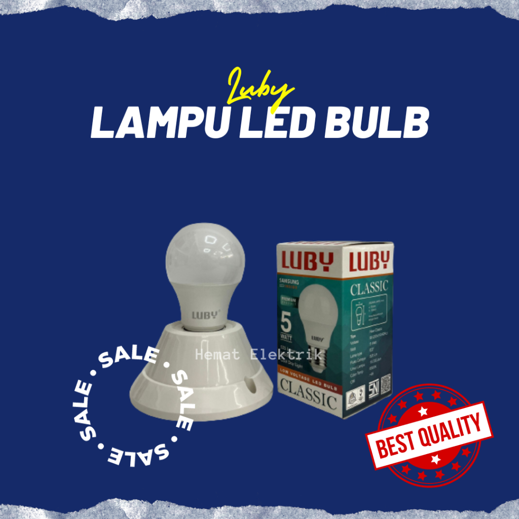 Bohlam Lampu LED Bulb Luby Classic 5 Watt Cahaya Kuning Lampu Kamar Rumah Warna Kuning Terang Tahan 